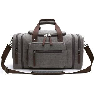 Expandable Spacious Charcoal Gray Water Resistant Canvas Travel Duffle Bag